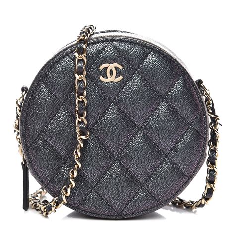 Chanel Caviar Round Clutch w/ Chain 